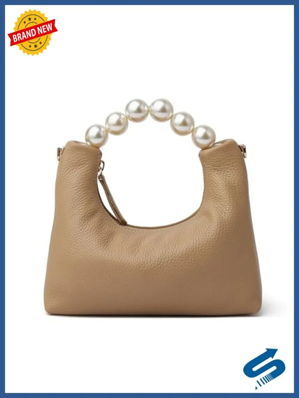 Designer Pearl Handle Clutch Purse Genuine Leather Evening Bag